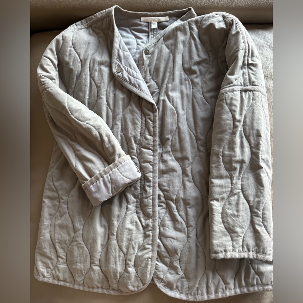 Nordstrom Quilted Gray Bomber Jacket size L (oversized)